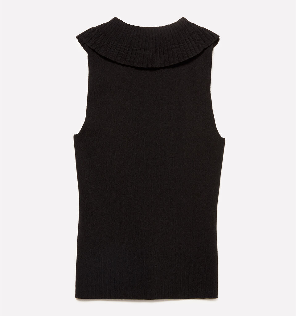 Black knit top with rouches - women's tops - Black | Sisley image number 6